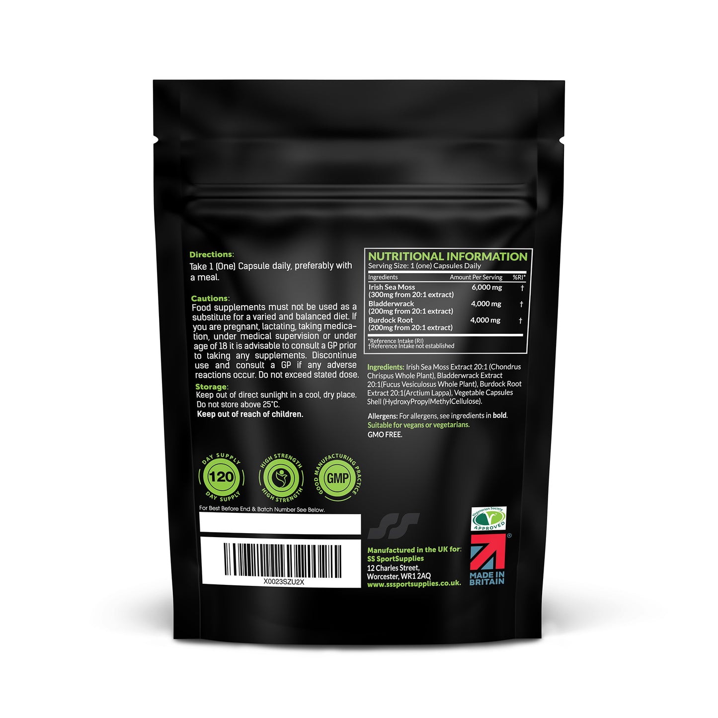 High Strength Irish Sea Moss Complex + Bladderwrack & Burdock Root Extracts