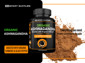 Organic Ashwagandha with KSM-66, Turmeric and Black Pepper - 120 Capsules - 1600mg