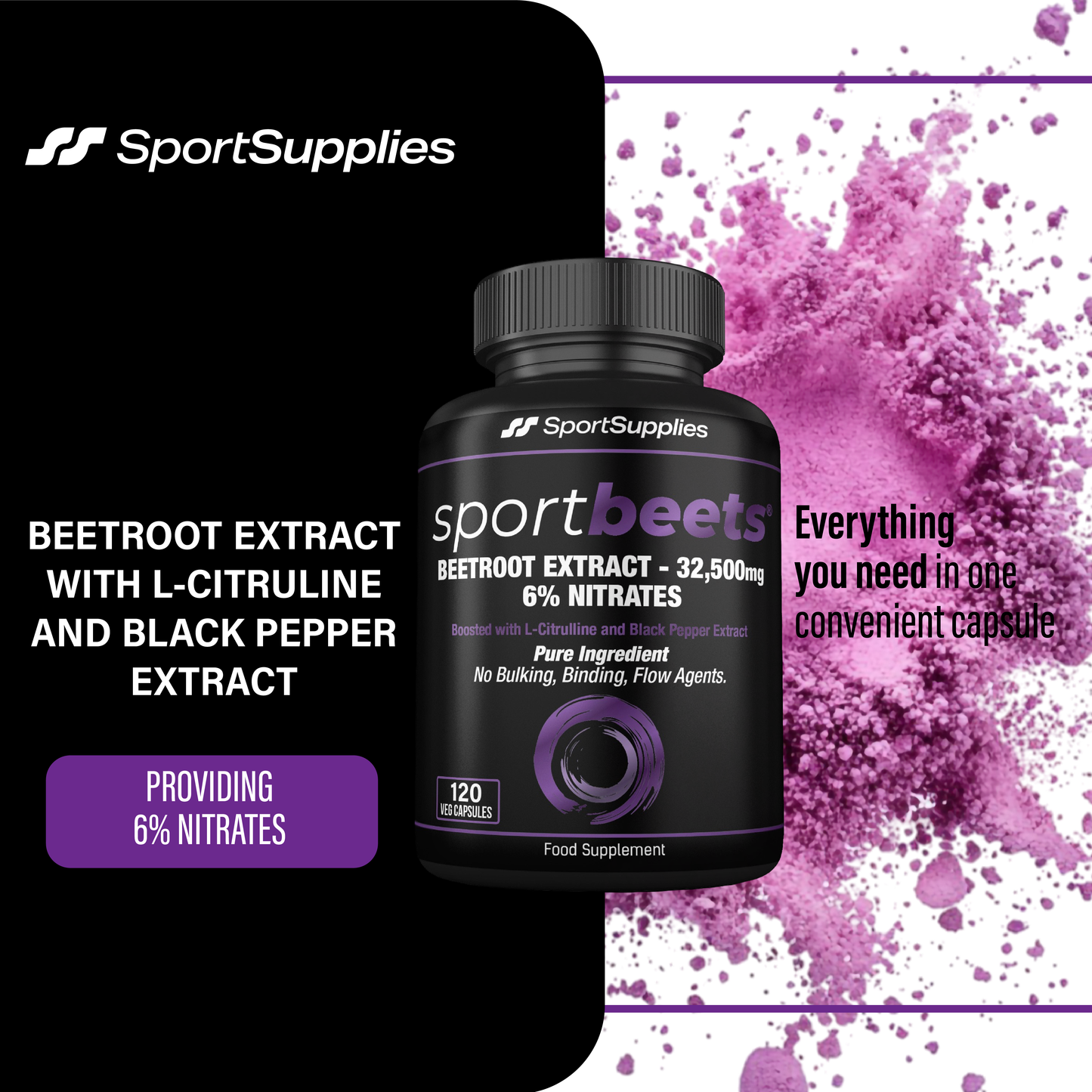 Beetroot Extract Capsules - 32,500mg - 6% Nitrates