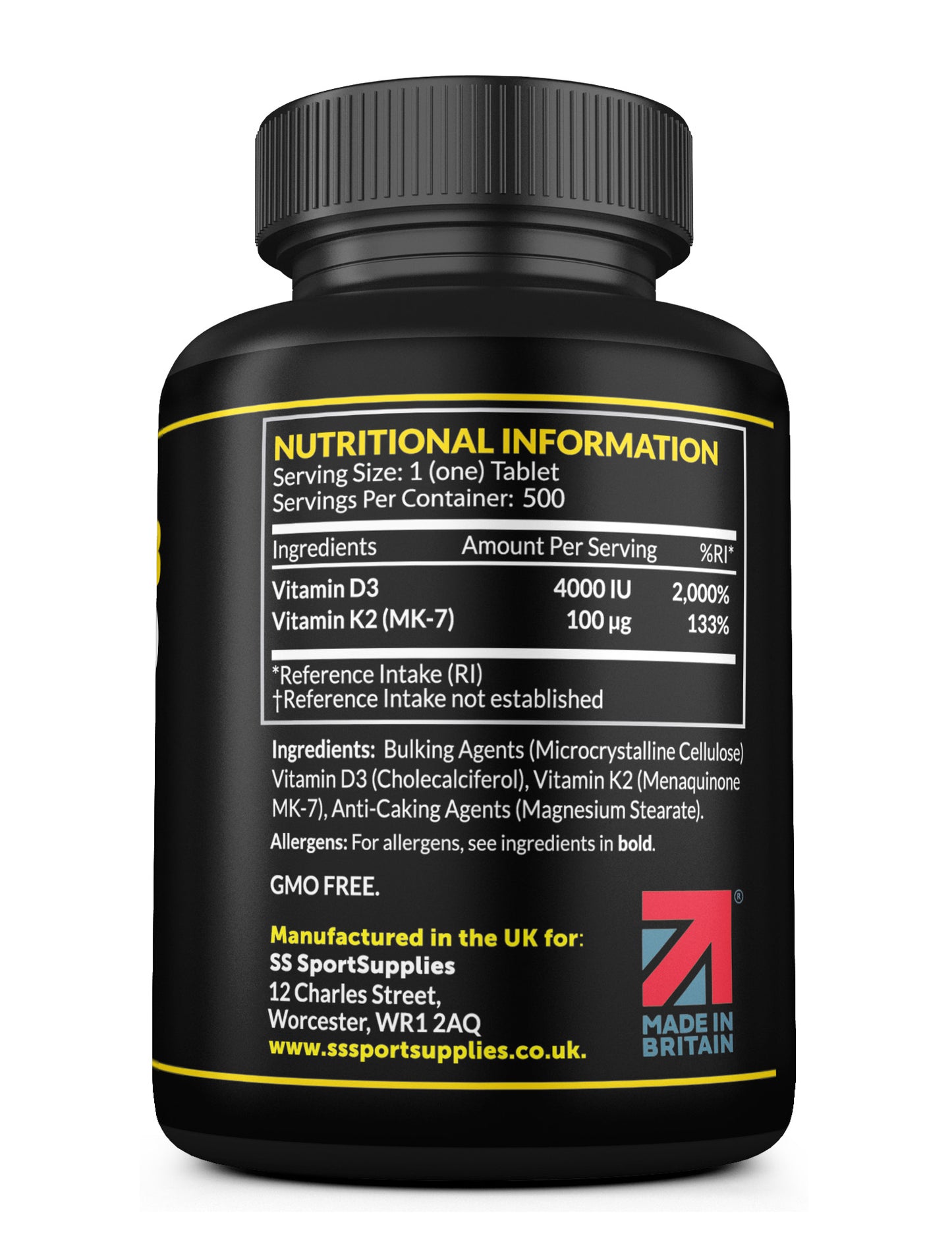 Super Strength Vitamin D3 4000iu + K2 (MK-7) Tablets