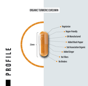 Organic Turmeric Capsules with Ginger and Black pepper - 120 Capsules