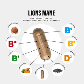 Lions Mane Extract 26,000mg plus 5 Vitamins for Enhanced Cognition and Mental Focus