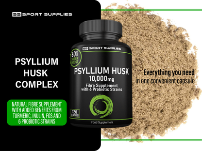 Psyllium Husk Triple Fibre Supplement + 6 Probiotic Strains - 10,000mg