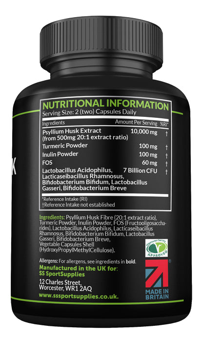 Psyllium Husk Triple Fibre Supplement + 6 Probiotic Strains - 10,000mg