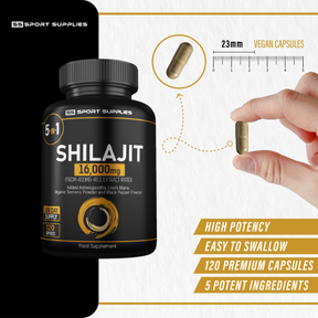 Pure Shilajit Capsules 16,000mg -120 Days Supply - 60% Fulvic Acid (from 400mg 40:1 extract ratio) - Added Ashwagandha, Turmeric, Lions Mane and Black Pepper - High Strength Himilayan Shalajit Resin