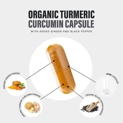 High Strength Organic Turmeric Capsules - 1380mg per serving