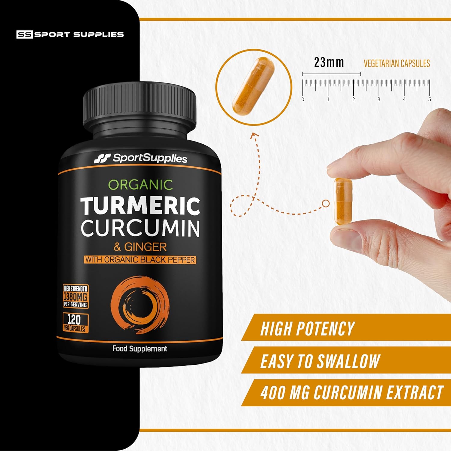 High Strength Organic Turmeric Capsules - 1380mg per serving