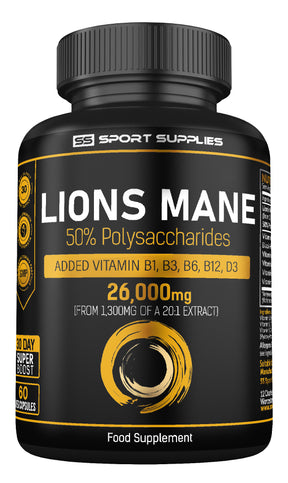 Lions Mane Extract 26,000mg plus 5 Vitamins for Enhanced Cognition and Mental Focus