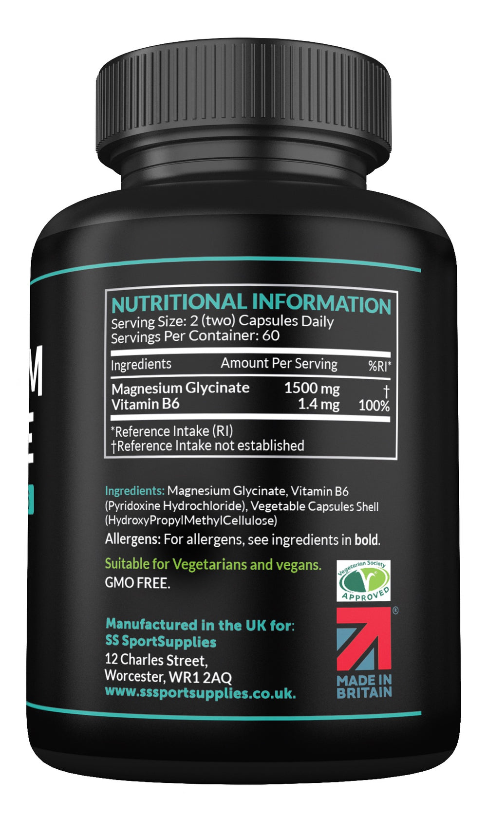 Magnesium Glycinate Supplements 120 High Strength Capsules 1500mg